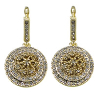 Zinc Alloy Rhinestone Drop Earring, Flat Round, plated, Customized & with rhinestone nickel, lead & cadmium free, 39mm 