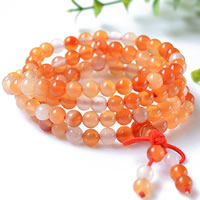 Pulsera de abalorio de ágata, Ágata de color original, con Cuerda elástica de nylon, natural, 4-aro, 6mm, longitud:aproximado 26 Inch, Vendido por Sarta