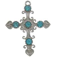 Zinc Alloy Cross Pendants, plated, Customized & with rhinestone nickel, lead & cadmium free Approx 2mm 