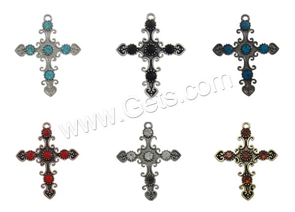 Zinklegierung Kreuz Anhänger, plattiert, Kundenindividuell & mit Strass, keine, frei von Nickel, Blei & Kadmium, 37.5x46x4mm, Bohrung:ca. 2mm, verkauft von PC