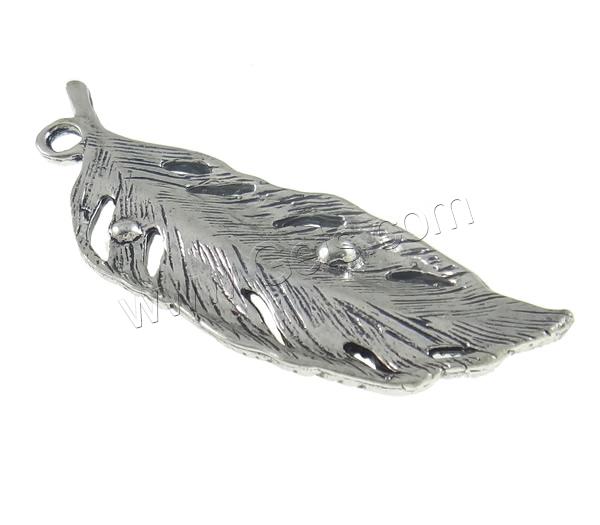 Pendentifs plume en alliage de zinc, forme de plume, Placage, Personnalisé & avec strass, plus de couleurs à choisir, protéger l'environnement, sans nickel, plomb et cadmium, 15.5x41.5x3.5mm, Trou:Environ 2mm, Vendu par PC