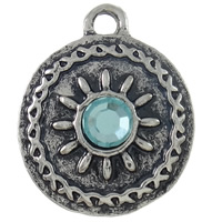 Zinc Alloy Rhinestone Pendants, Flat Round, plated, Customized & with rhinestone nickel, lead & cadmium free Approx 2mm 