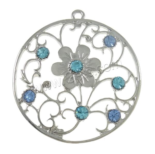 Pendentifs de stras en alliage Zinc, alliage de zinc, Plat rond, Placage, Personnalisé & avec strass & creux, plus de couleurs à choisir, protéger l'environnement, sans nickel, plomb et cadmium, 42x45.5x4mm, Trou:Environ 2mm, Vendu par PC