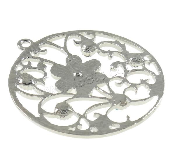 Pendentifs de stras en alliage Zinc, alliage de zinc, Plat rond, Placage, Personnalisé & avec strass & creux, plus de couleurs à choisir, protéger l'environnement, sans nickel, plomb et cadmium, 42x45.5x4mm, Trou:Environ 2mm, Vendu par PC