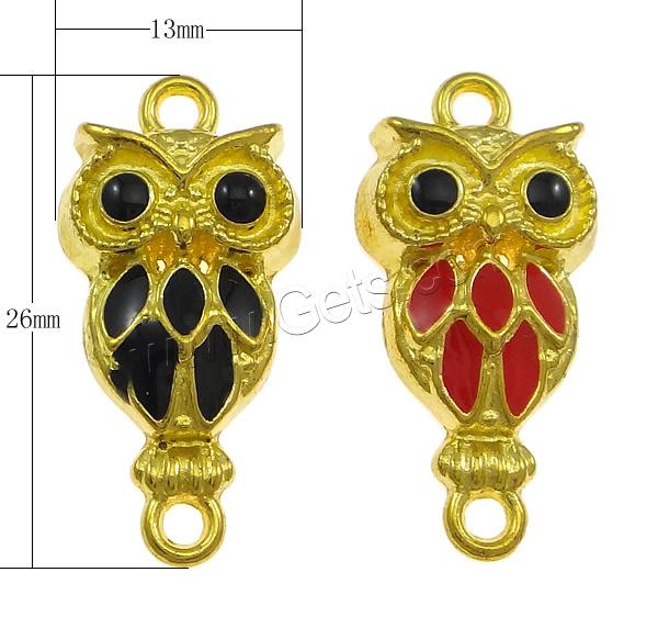 Animal Zinc Alloy Connector, Owl, plated, Customized & enamel & 1/1 loop, more colors for choice, nickel, lead & cadmium free, 13x26x5mm, Hole:Approx 2mm, Sold By PC