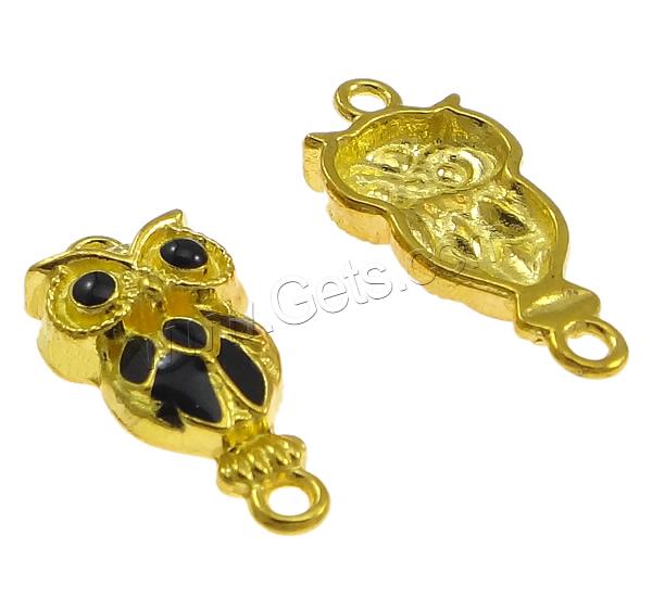 Animal Zinc Alloy Connector, Owl, plated, Customized & enamel & 1/1 loop, more colors for choice, nickel, lead & cadmium free, 13x26x5mm, Hole:Approx 2mm, Sold By PC