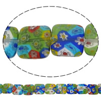 Millefiori Glasperlen, Glas Millefiori, Quadrat, verschiedene Größen vorhanden, gemischte Farben, Länge:13.5-14 ZollInch, 19PCs/Strang, verkauft von Strang