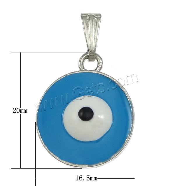 Zink-Legierung Evil Eye Anhänger, Zinklegierung, blöser Blick, plattiert, Kundenindividuell & Emaille, keine, frei von Nickel, Blei & Kadmium, 16.5x20x6mm, Bohrung:ca. 3x6mm, verkauft von PC