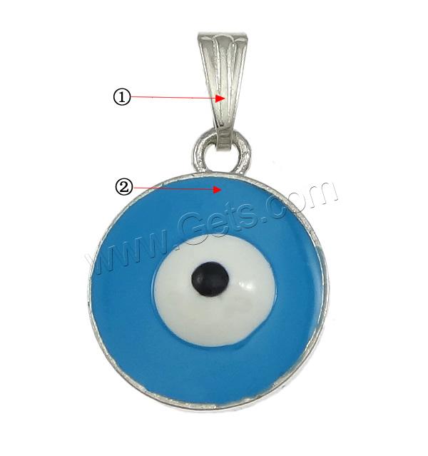 Zinc Alloy Evil Eye Pendant, plated, Customized & enamel, more colors for choice, nickel, lead & cadmium free, 16.5x20x6mm, Hole:Approx 3x6mm, Sold By PC