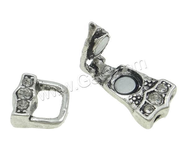 Fermoir magnétique en alliage de zinc, Plaquage normal, avec strass, plus de couleurs à choisir, sans nickel, 22x10x6mm, Trou:Environ 1mm, 50PC/sac, Vendu par sac