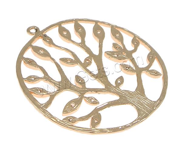 Cubique Pendentif en laiton zircon pavent, Arbre de vie, Placage, pavé de micro zircon & creux, plus de couleurs à choisir, 32x34x1mm, Trou:Environ 1.5mm, Vendu par PC