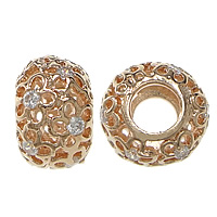 Cubic Zirconia Micro Pave Brass Beads, Drum, plated, micro pave cubic zirconia & without troll & hollow Approx 5mm 