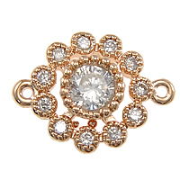 Cubic Zirconia Micro Pave Brass Connector, Flower, plated, micro pave cubic zirconia & 1/1 loop Approx 1mm 