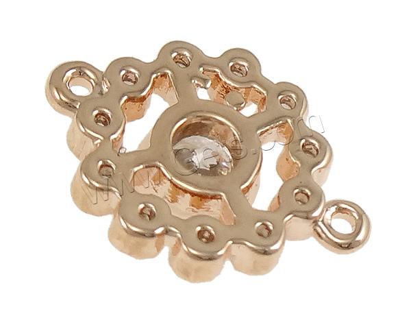 Zircon pavent Laiton Connector, fleur, Placage, pavé de micro zircon & boucle de 1/1, plus de couleurs à choisir, 13x10x3mm, Trou:Environ 1mm, Vendu par PC