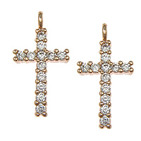 Cubic Zirconia Micro Pave Brass Pendant, Cross, plated, micro pave cubic zirconia Approx 2mm 