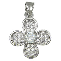 Cubic Zirconia Micro Pave Brass Pendant, Flower, plated, micro pave 25 pcs cubic zirconia & faceted Approx 