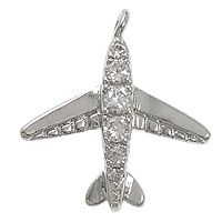 Cubic Zirconia Micro Pave Brass Pendant, Airplane, plated, micro pave cubic zirconia Approx 2mm 