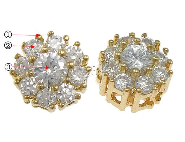 Cuentas Zirconia micro pavimenta cúbicos, metal, Flor, chapado, micro arcilla de zirconia cúbica, más colores para la opción, 7x7x5mm, agujero:aproximado 3x1mm, Vendido por UD