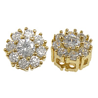 Cubic Zirconia Micro Pave Brass Beads, Flower, plated, micro pave cubic zirconia Approx 