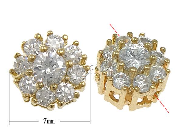 Cuentas Zirconia micro pavimenta cúbicos, metal, Flor, chapado, micro arcilla de zirconia cúbica, más colores para la opción, 7x7x5mm, agujero:aproximado 3x1mm, Vendido por UD