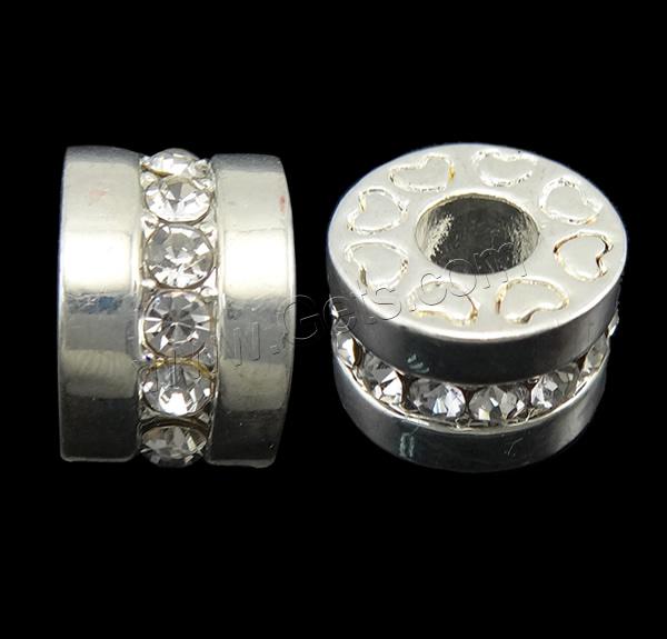 grano Europeo de aleación Zinc con diamante, aleación de zinc, Toroidal, chapado, Modificado para requisitos particulares & sin rosca & con diamantes de imitación, más colores para la opción, 12x8x12mm, agujero:aproximado 4.5mm, Vendido por UD