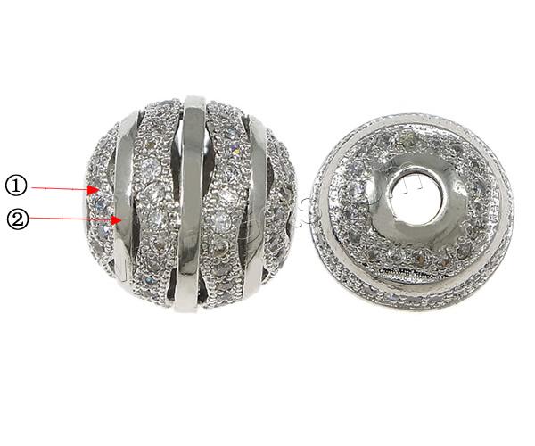 Zirkonia Micro pflastern Korn, Messing, rund, plattiert, Mikro ebnen 88 Stück Zirkonia & hohl, keine, 11.5mm, Bohrung:ca. 2.5mm, verkauft von PC