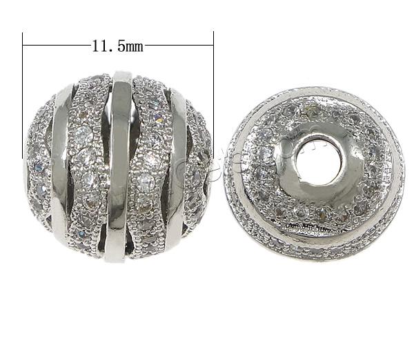 Zirkonia Micro pflastern Korn, Messing, rund, plattiert, Mikro ebnen 88 Stück Zirkonia & hohl, keine, 11.5mm, Bohrung:ca. 2.5mm, verkauft von PC