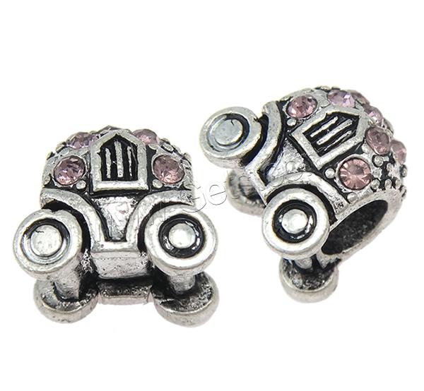 grano Europeo de aleación Zinc con diamante, aleación de zinc, Coche, chapado, Modificado para requisitos particulares & sin rosca & con diamantes de imitación, más colores para la opción, 12x12x10mm, agujero:aproximado 5mm, Vendido por UD