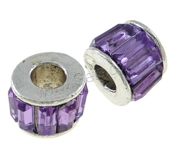 Strass Zink Legierung Europa Perlen, Zinklegierung, Rondell, plattiert, mit Glas Strass & ohne troll, keine, 12x10x13mm, Bohrung:ca. 5mm, verkauft von PC