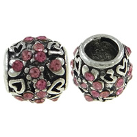 Rhinestone Zinc Alloy European Beads, Drum, plated, Customized & without troll & with rhinestone Approx 4.5mm 