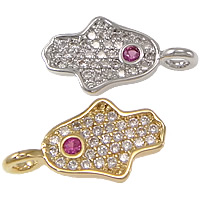 Cubic Zirconia Micro Pave Brass Pendant, Hamsa, plated, Islamic jewelry & micro pave cubic zirconia Approx 2mm 