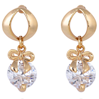 Boucle d'oreille Bijoux Gets®, laiton, Plaqué d'or 18K, avec zircone cubique, plus de couleurs à choisir, protéger l'environnement, sans nickel, plomb et cadmium, 22mm, Vendu par paire