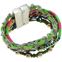 Pulsera Brasileña Hipanema, Cordón de cera, con cordón de lana & cordón de nylon & fundición, aleación de cinc cierre magnético, multi-hilera, multicolor, 46mm, longitud:aproximado 7.5 Inch, Vendido por UD