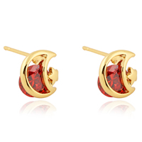 Boucle d'oreille Bijoux Gets®, laiton, lune, Plaqué d'or 18K, avec zircone cubique, plus de couleurs à choisir, protéger l'environnement, sans nickel, plomb et cadmium, 8.5mm