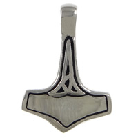 Edelstahl Thor Hammer Anhänger, Thors Hammer, Schwärzen, 18x26.5x3.5mm, Bohrung:ca. 4x4.5mm, verkauft von PC