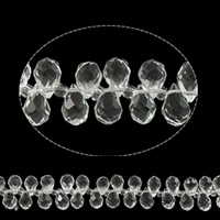 涙形クリスタル・ビーズ, クリスタル, 水滴, 切り面 & フェイクスワロフスキー, 色があるカード 穴:約 1mm, 長さ:約 15.7 インチ, 約 100パソコン/ストランド, 売り手 ストランド