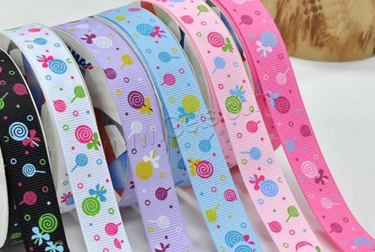 Grosgrain Ribbon, printing, different size for choice & single-sided, mixed colors, 5PCs/Lot, 100Yards/PC, Sold By Lot