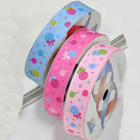 Grosgrain Ribbon, printing & single-sided, mixed colors  