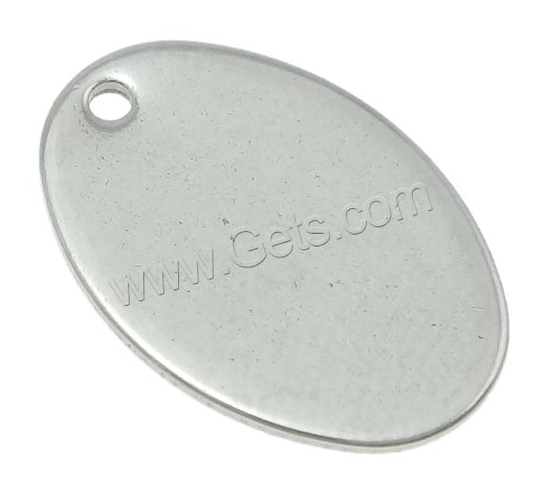 Stainless Steel Tag Charm, Flat Oval, Customized, original color, 12x17x1mm, Hole:Approx 1mm, 1000PCs/Bag, Sold By Bag