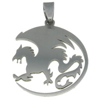 Pendentifs d'animaux en acier inoxydable , dragon, couleur originale Environ Vendu par PC