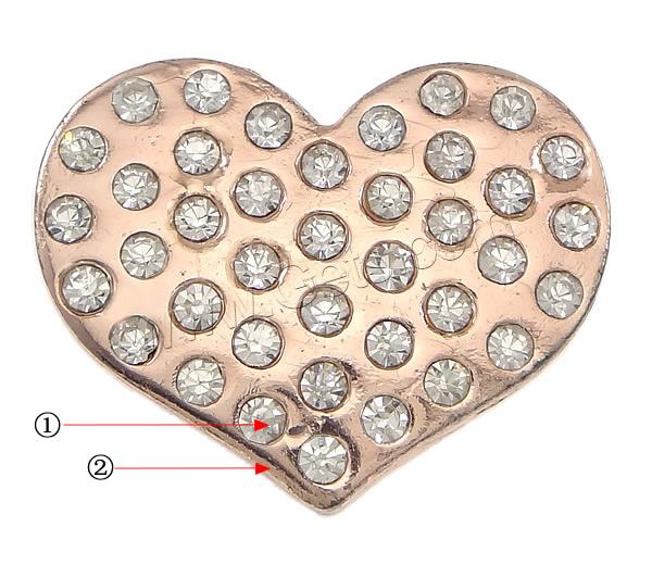 Zinc Alloy Magnetic Clasp, Heart, plated, Customized & with rhinestone, more colors for choice, nickel, lead & cadmium free, 28x22x6.5mm, Hole:Approx 15x2mm, Sold By PC