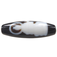 Natural Tibetan Agate Dzi Beads, Oval, Kuanyin & Buddhist jewelry & two tone Approx 2.5mm 