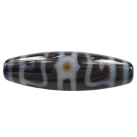 Natural Tibetan Agate Dzi Beads, Oval, lotus-born cap & Buddhist jewelry & two tone Approx 2.5mm 