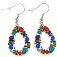 Enamel Zinc Alloy Drop Earring, iron earring hook, Teardrop, nickel, lead & cadmium free 