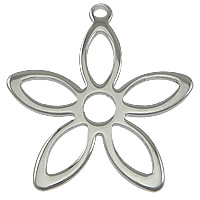 Edelstahl Blume Anhänger, hohl, originale Farbe, 24x25x1mm, Bohrung:ca. 1.5mm, verkauft von PC