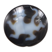 Natural Tibetan Agate Dzi Beads, Flat Round, Kylin & Buddhist jewelry & two tone & double-sided Approx 2mm 