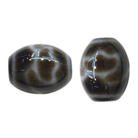 Natural Tibetan Agate Dzi Beads, Oval, lotus & Buddhist jewelry & two tone Approx 2mm 