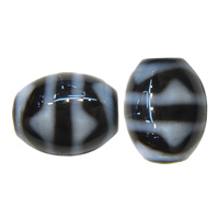 Abalorios Tibetanos Dzi de Ágata, Ágata Tibetana, Óvalo, dientes de tigre & La joyería budista & 2-tono, 12x10mm, agujero:aproximado 2mm, Vendido por UD