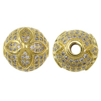 Cubic Zirconia Micro Pave Brass Beads, Round, plated, micro pave cubic zirconia 12mm Approx 2mm 