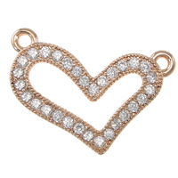 Cubic Zirconia Micro Pave Brass Connector, Heart, plated, micro pave cubic zirconia & 1/1 loop Approx 1mm 